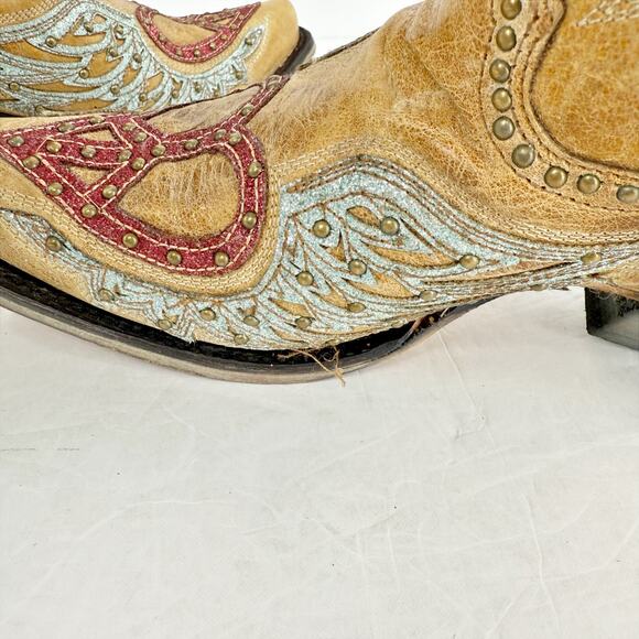 Corral Womens A4235 Western Mid Calf High Boots US 9 M Sand Brown Cowhide GUC - Picture 12 of 14